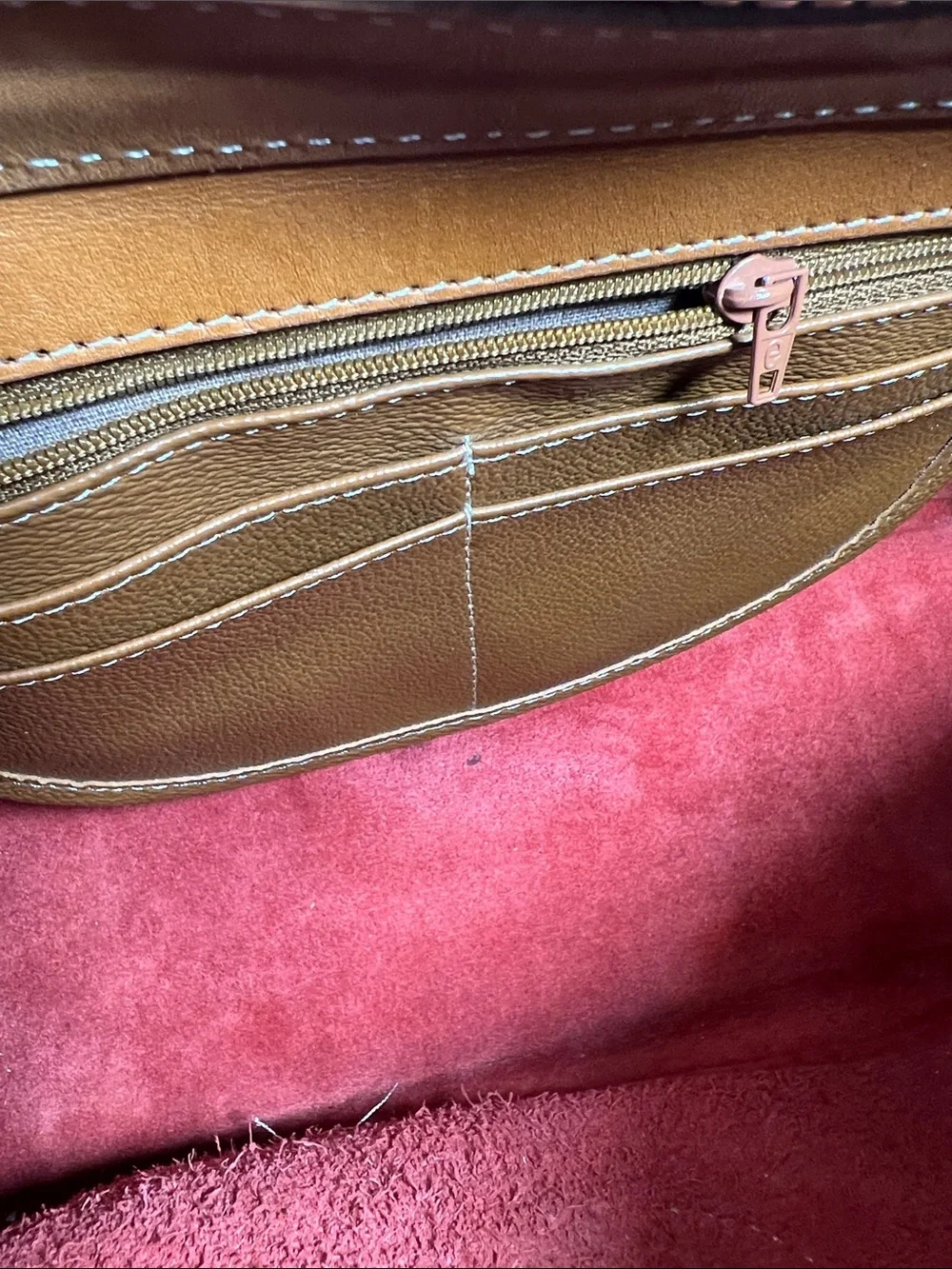 🦆 DOONEY & BOURKE AWL RED PEBBLED SATCHEL WITH TAN TRIM VINTAGE